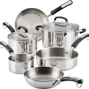 Farberware Brilliance Stainless Steel Cookware Pots and Pans Set with Kitchen Cooking Tools