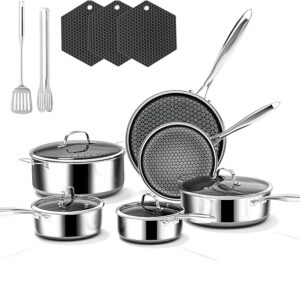 15-Piece 5 Ply Stainless Steel Cookware Set with Lids, Pots and Pans Set Non Stick