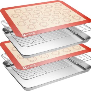 Stainless Steel Baking Sheet Set with Rack & Mat – 6 Piece Cookie Pan Kit