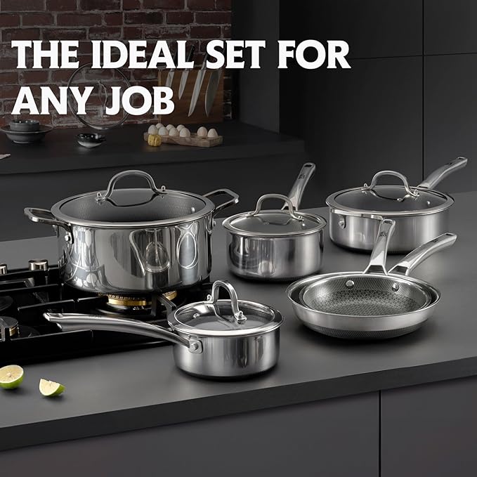 SNOWCLAD Hybrid Non Stick Pots & Pans Set, 10 Pcs Cookware - Image 3