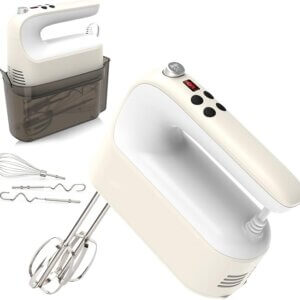 9-Speed Digital Hand Mixer Electric 400W – Cream White