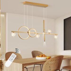 LED Gold Chandeliers for Dining Room – Modern Pendant Light