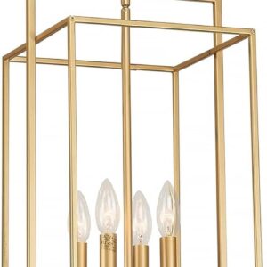 Muted Gold Chandelier Lighting Fixture – 4-Light Modern Pendant