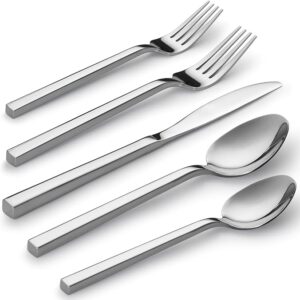 Alata Cube 60-Piece Forged Stainless Steel Flatware Set – Elegant Mirror Finish Cutlery for 12