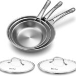VocVoi Tri-Ply Stainless Steel Frying Pans Set with Lid