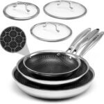 Nonstick Frying Pans with Lid – 6PC Stainless Steel Skillet Set
