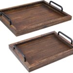 LIBWYS Rustic Wooden Tray Set of 2