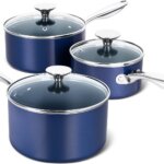 MICHELANGELO Sauce Pan Set – top Non-stick cooking pots, Blue