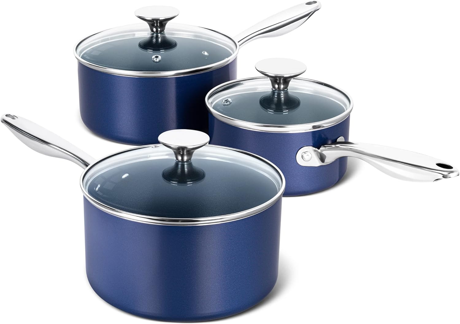 MICHELANGELO Sauce Pan Set – top Non-stick cooking pots, Blue