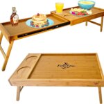Shaka4Tommy Breakfast Bed Table Tray for Two – Extendable Bamboo Bed Tray