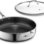 HexClad Hybrid Nonstick 4.5-Quart Deep Sauté Pan with Lid
