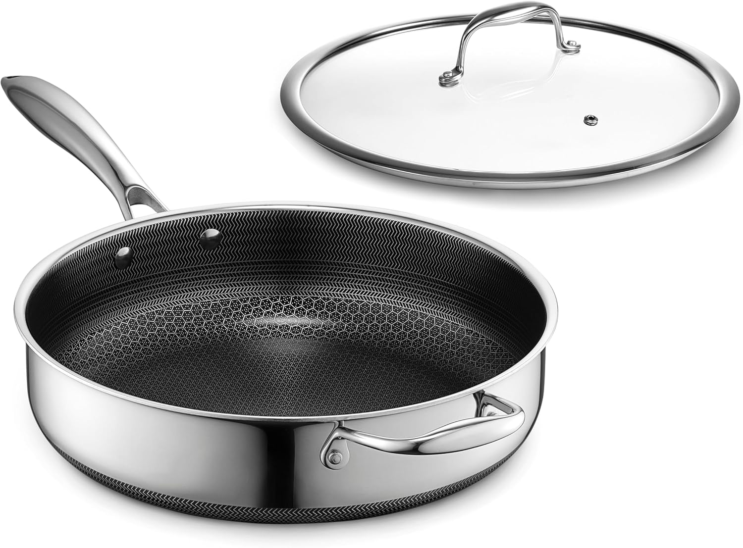 HexClad Hybrid Nonstick 4.5-Quart Deep Sauté Pan with Lid