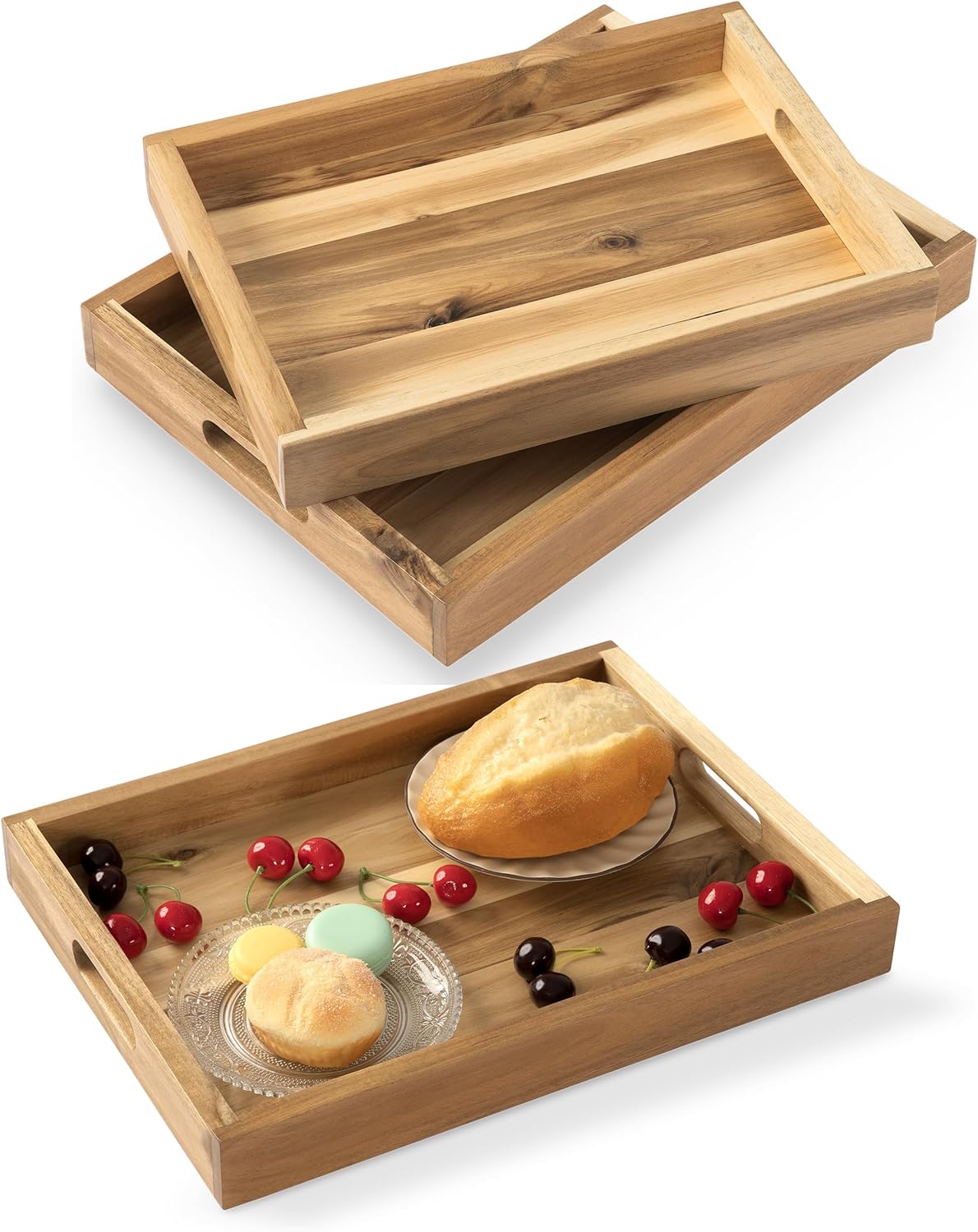 VICTORY RELAX Acacia Tray Set of 2 – Top Wooden Serving Trays