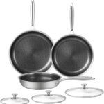 Innerwell 6-Piece Nonstick Frying Pans Set with Lids